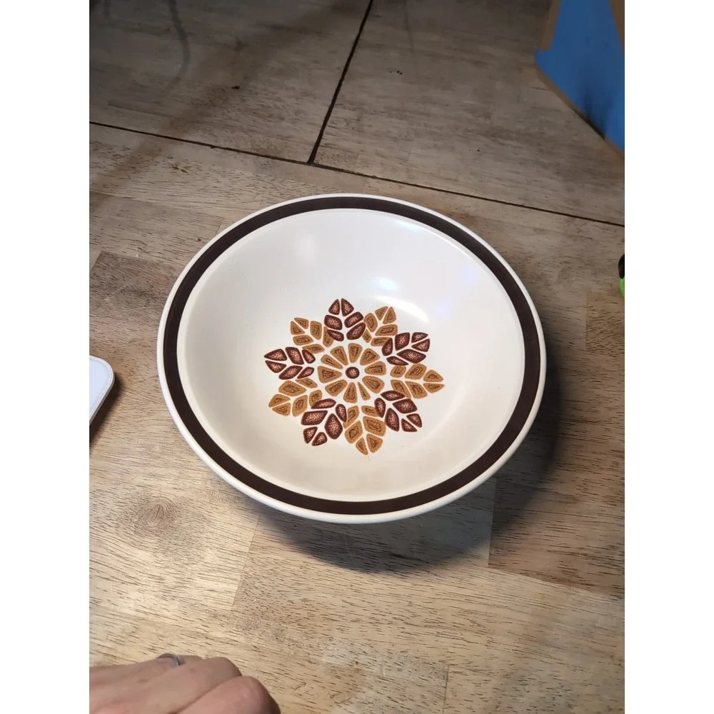Vtg NIKKO Aztec Stone Dishwasher Oven Safe 8 7/8 Round Soup Bowl (Made In Japan)
